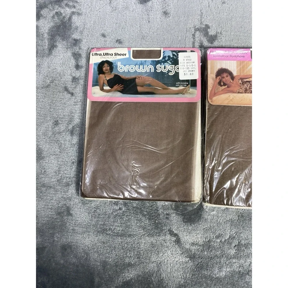 Vintage Pantyhose Womens Medium Brown Sugar Cameo Burlington Ultra Lot of 3‎ NEW